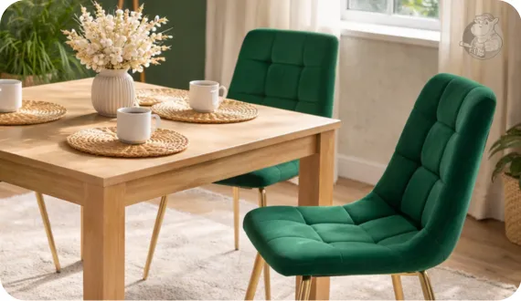 tapicerowane krzesła HIPPER. HARRY w kolorze butelkowej zieleni